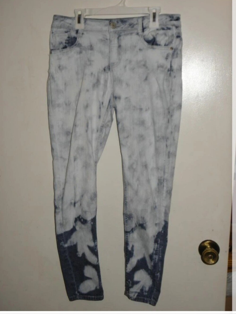 Mudd Girls White & Blue Paint Splatter Cotton Blend Classic Jeans sz 16